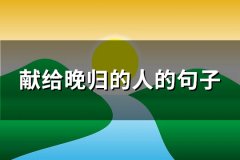 献给晚归的人的句子(精选88句)