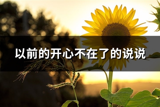 以前的开心不在了的说说(实用58句)